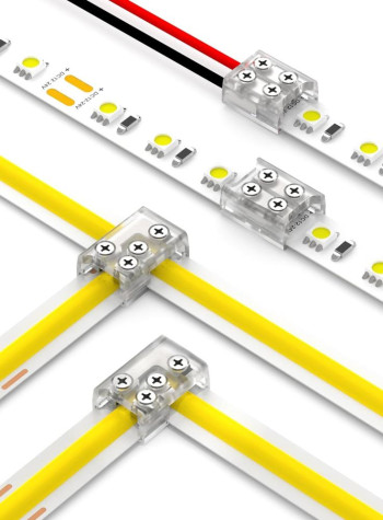 8mm LED Streifen Schraub Verbinder für SMD und COB PCB LED Leiste 12v 24v 48v (Streifen zu Streifen L oder T)